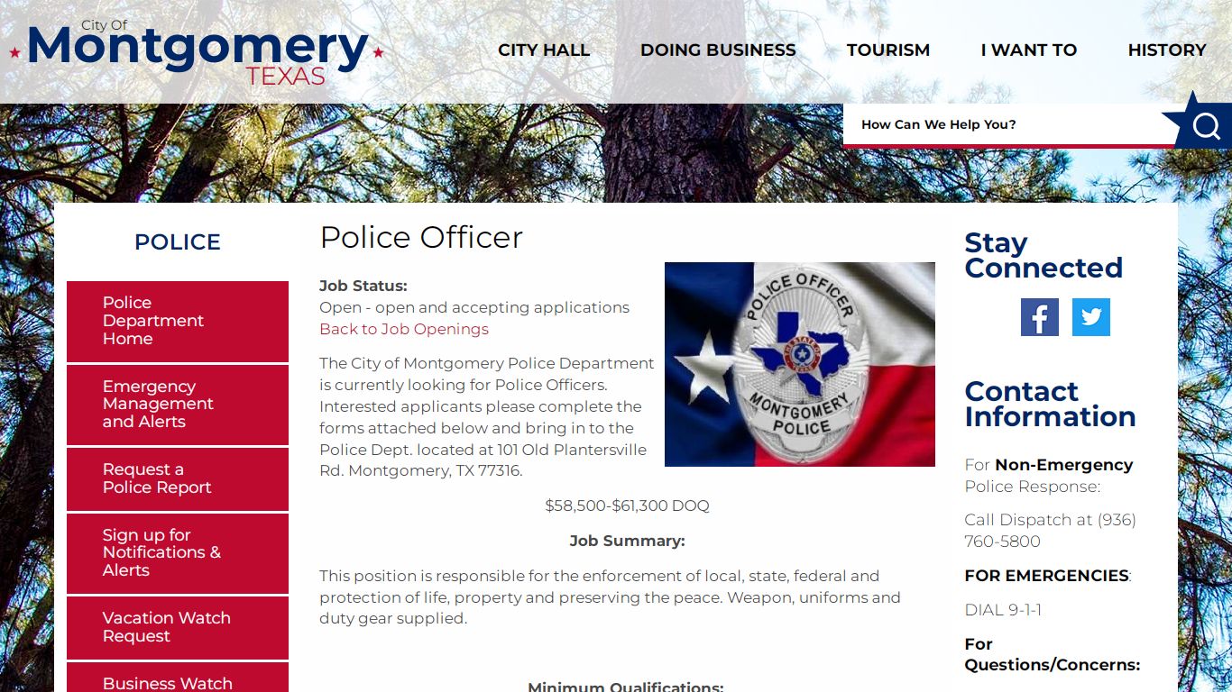 Police Officer | City of Montgomery Texas